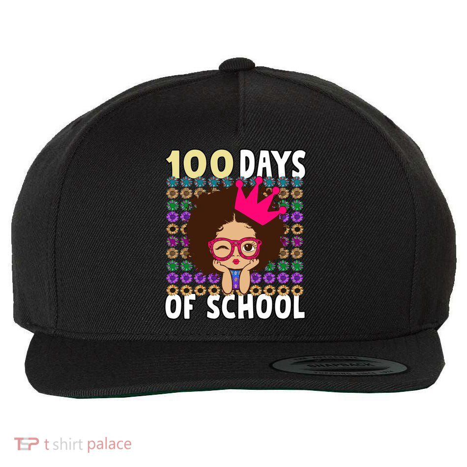 Happy 100 Days Of School Girls Black African Melanin Gift Wool Snapback Cap