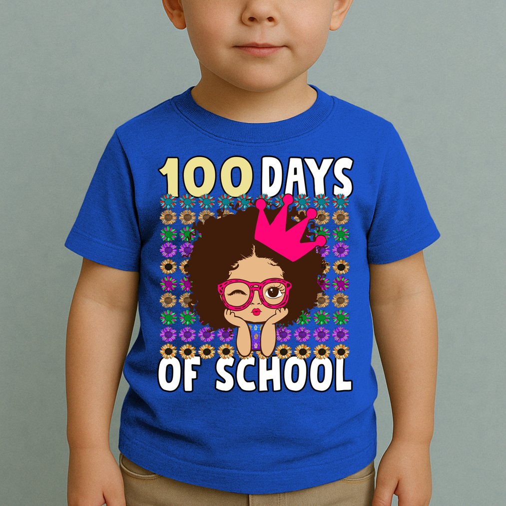 Happy 100 Days Of School Girls Black African Melanin Gift Toddler T-Shirt