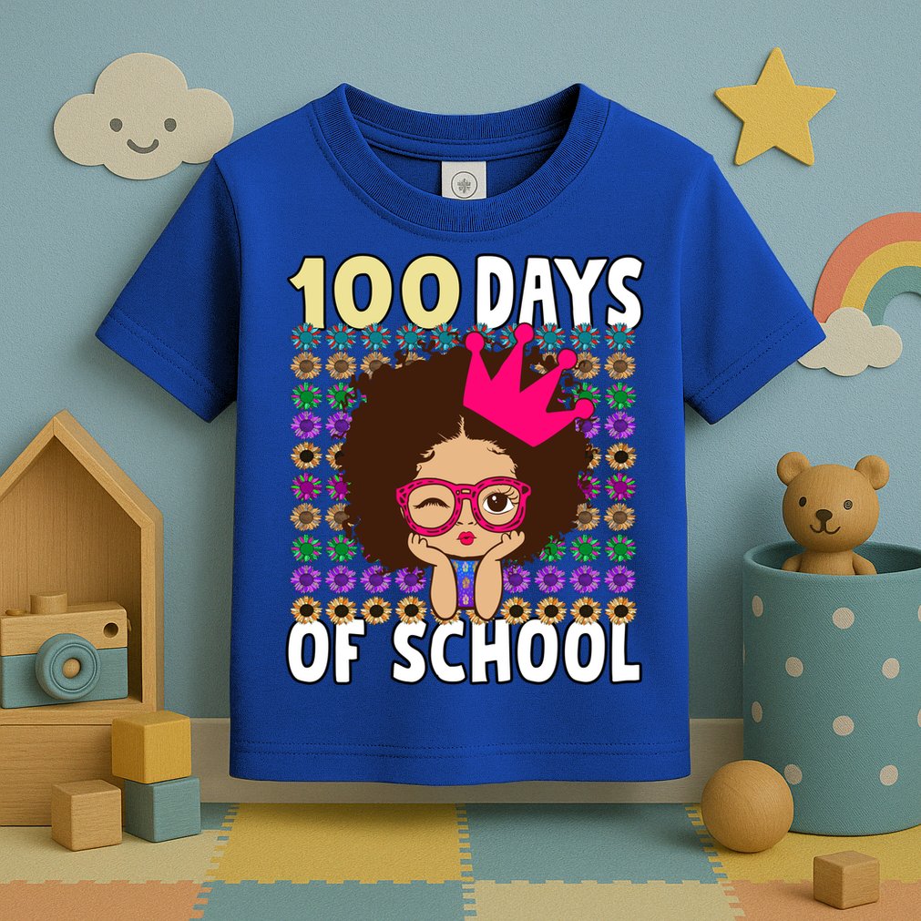 Happy 100 Days Of School Girls Black African Melanin Gift Toddler T-Shirt