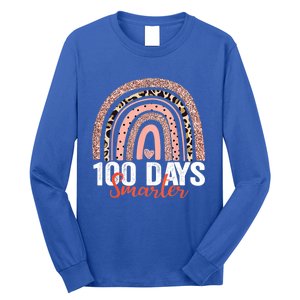 Happy 100th Day Of School Rainbow Leopard 100 Days Smarter Gift Long Sleeve Shirt