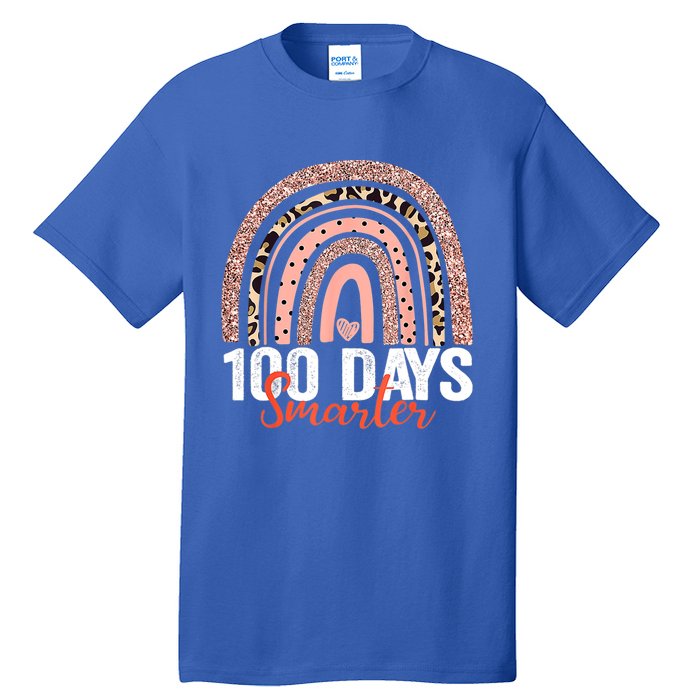 Happy 100th Day Of School Rainbow Leopard 100 Days Smarter Gift Tall T-Shirt