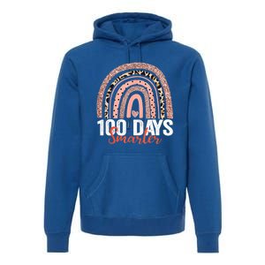 Happy 100th Day Of School Rainbow Leopard 100 Days Smarter Gift Premium Hoodie