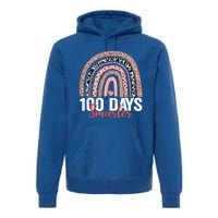 Happy 100th Day Of School Rainbow Leopard 100 Days Smarter Gift Premium Hoodie