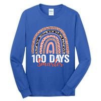 Happy 100th Day Of School Rainbow Leopard 100 Days Smarter Gift Tall Long Sleeve T-Shirt