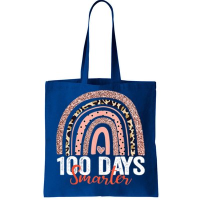 Happy 100th Day Of School Rainbow Leopard 100 Days Smarter Gift Tote Bag