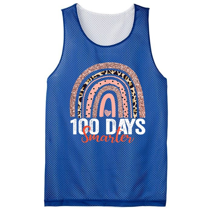 Happy 100th Day Of School Rainbow Leopard 100 Days Smarter Gift Mesh Reversible Basketball Jersey Tank