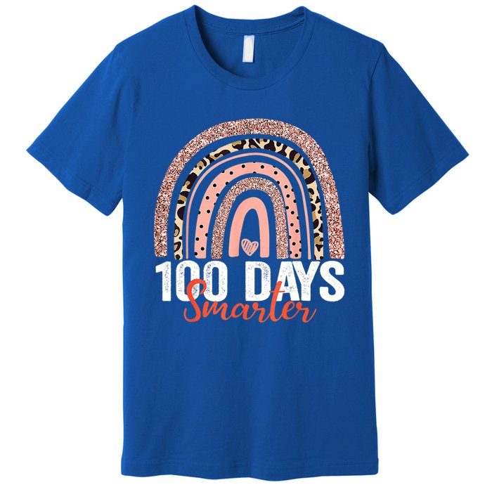 Happy 100th Day Of School Rainbow Leopard 100 Days Smarter Gift Premium T-Shirt