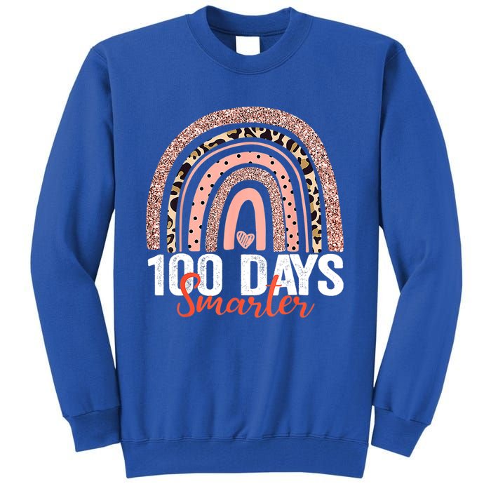 Happy 100th Day Of School Rainbow Leopard 100 Days Smarter Gift Tall Sweatshirt