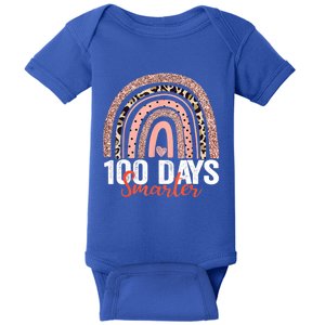 Happy 100th Day Of School Rainbow Leopard 100 Days Smarter Gift Baby Bodysuit