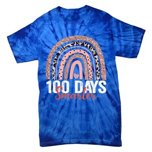 Happy 100th Day Of School Rainbow Leopard 100 Days Smarter Gift Tie-Dye T-Shirt