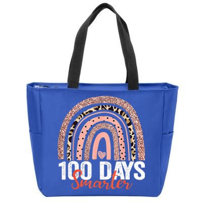 Happy 100th Day Of School Rainbow Leopard 100 Days Smarter Gift Zip Tote Bag