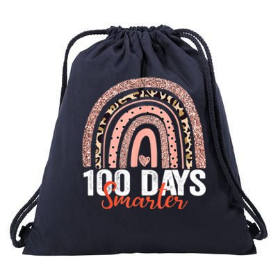 Happy 100th Day Of School Rainbow Leopard 100 Days Smarter Gift Drawstring Bag