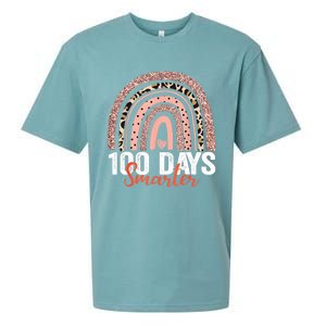 Happy 100th Day Of School Rainbow Leopard 100 Days Smarter Gift Sueded Cloud Jersey T-Shirt