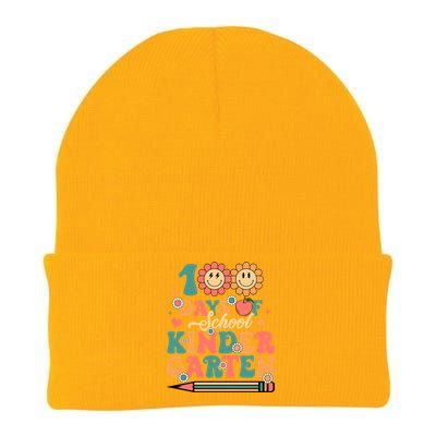 Happy 100th Day Of School Retro Groovy 100 Days Kindergarten Gift Knit Cap Winter Beanie