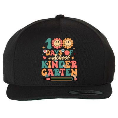 Happy 100th Day Of School Retro Groovy 100 Days Kindergarten Gift Wool Snapback Cap