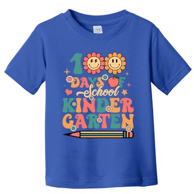 Happy 100th Day Of School Retro Groovy 100 Days Kindergarten Gift Toddler T-Shirt