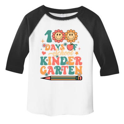 Happy 100th Day Of School Retro Groovy 100 Days Kindergarten Gift Toddler Fine Jersey T-Shirt