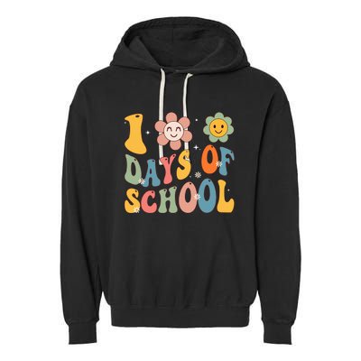 Happy 100th Day Of School Groovy 100 Days Of School Teacher Garment-Dyed Fleece Hoodie