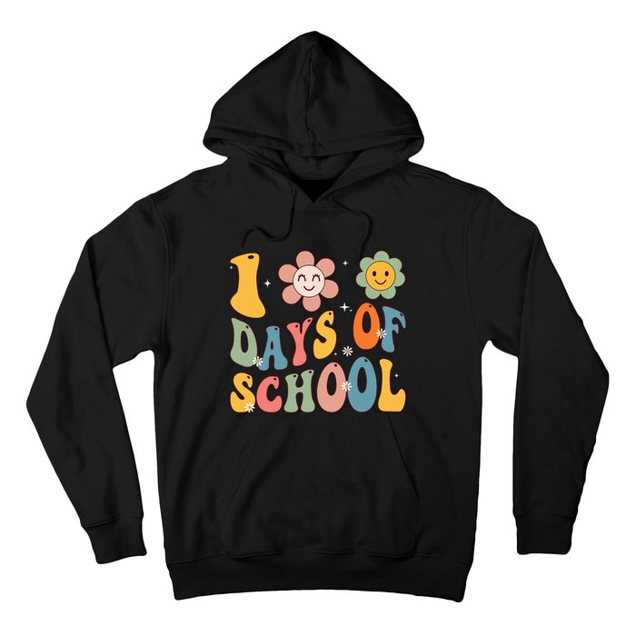 Happy 100th Day Of School Groovy 100 Days Of School Teacher Hoodie