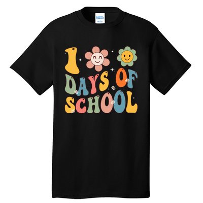 Happy 100th Day Of School Groovy 100 Days Of School Teacher Tall T-Shirt