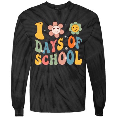 Happy 100th Day Of School Groovy 100 Days Of School Teacher Tie-Dye Long Sleeve Shirt