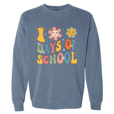 Happy 100th Day Of School Groovy 100 Days Of School Teacher Garment-Dyed Sweatshirt