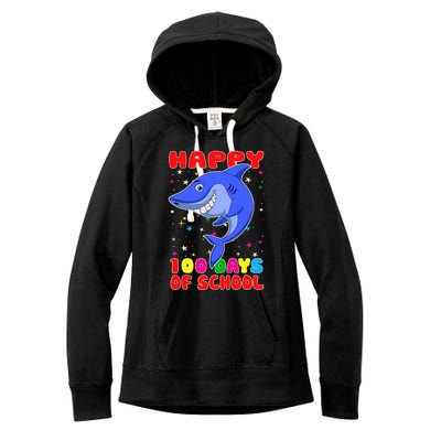 Happy 100 Days Of School Funny Shark Teachers Child Women's Fleece Hoodie