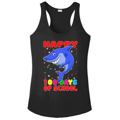 Happy 100 Days Of School Funny Shark Teachers Child Ladies PosiCharge Competitor Racerback Tank