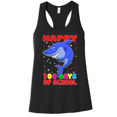 Happy 100 Days Of School Funny Shark Teachers Child Women's Racerback Tank