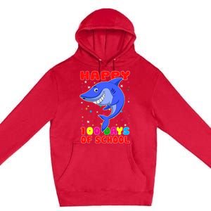 Happy 100 Days Of School Funny Shark Teachers Child Premium Pullover Hoodie