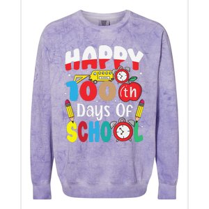 Happy 100th Day Of School Tie Dye Rainbow 100 Days Smarter Colorblast Crewneck Sweatshirt