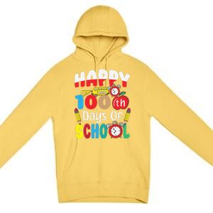 Happy 100th Day Of School Tie Dye Rainbow 100 Days Smarter Premium Pullover Hoodie