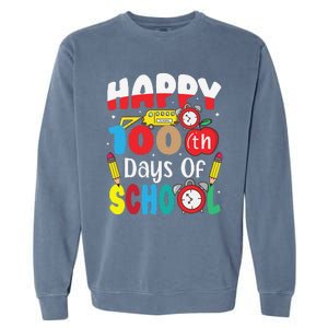 Happy 100th Day Of School Tie Dye Rainbow 100 Days Smarter Garment-Dyed Sweatshirt