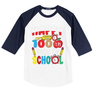 Happy 100th Day Of School Tie Dye Rainbow 100 Days Smarter Baseball Sleeve Shirt