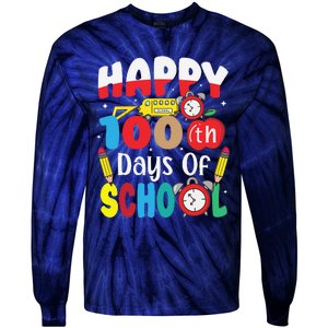 Happy 100th Day Of School Tie Dye Rainbow 100 Days Smarter Tie-Dye Long Sleeve Shirt