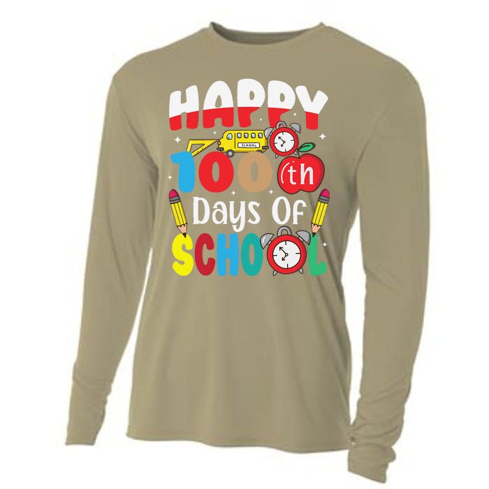 Happy 100th Day Of School Tie Dye Rainbow 100 Days Smarter Cooling Performance Long Sleeve Crew