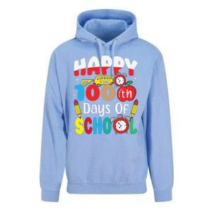 Happy 100th Day Of School Tie Dye Rainbow 100 Days Smarter Unisex Surf Hoodie