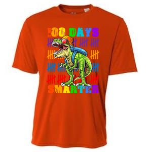 Happy 100th Day Of School Meaningful Gift Dino Trex 100 Days Smarter Great Gift Cooling Performance Crew T-Shirt