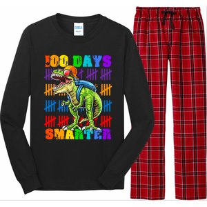 Happy 100th Day Of School Meaningful Gift Dino Trex 100 Days Smarter Great Gift Long Sleeve Pajama Set