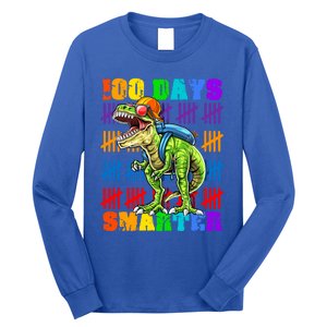 Happy 100th Day Of School Meaningful Gift Dino Trex 100 Days Smarter Great Gift Long Sleeve Shirt