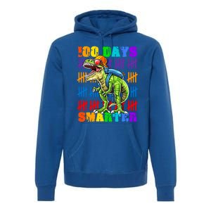 Happy 100th Day Of School Meaningful Gift Dino Trex 100 Days Smarter Great Gift Premium Hoodie