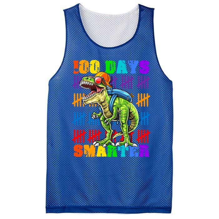 Happy 100th Day Of School Meaningful Gift Dino Trex 100 Days Smarter Great Gift Mesh Reversible Basketball Jersey Tank