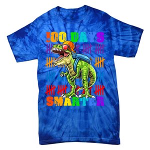 Happy 100th Day Of School Meaningful Gift Dino Trex 100 Days Smarter Great Gift Tie-Dye T-Shirt