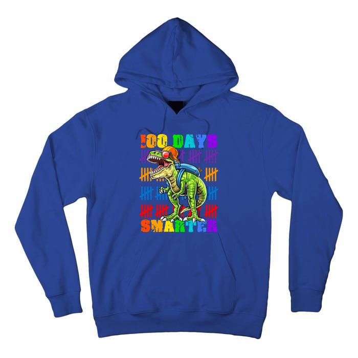 Happy 100th Day Of School Meaningful Gift Dino Trex 100 Days Smarter Great Gift Tall Hoodie