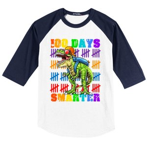 Happy 100th Day Of School Meaningful Gift Dino Trex 100 Days Smarter Great Gift Baseball Sleeve Shirt