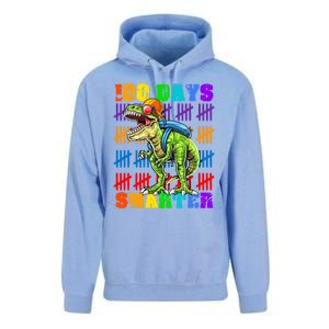 Happy 100th Day Of School Meaningful Gift Dino Trex 100 Days Smarter Great Gift Unisex Surf Hoodie