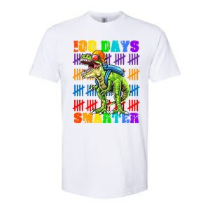 Happy 100th Day Of School Meaningful Gift Dino Trex 100 Days Smarter Great Gift Softstyle CVC T-Shirt