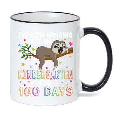 Happy 100th Day Of School Sloth 100 Days Of Kindergarten Gift 11oz Black Color Changing Mug