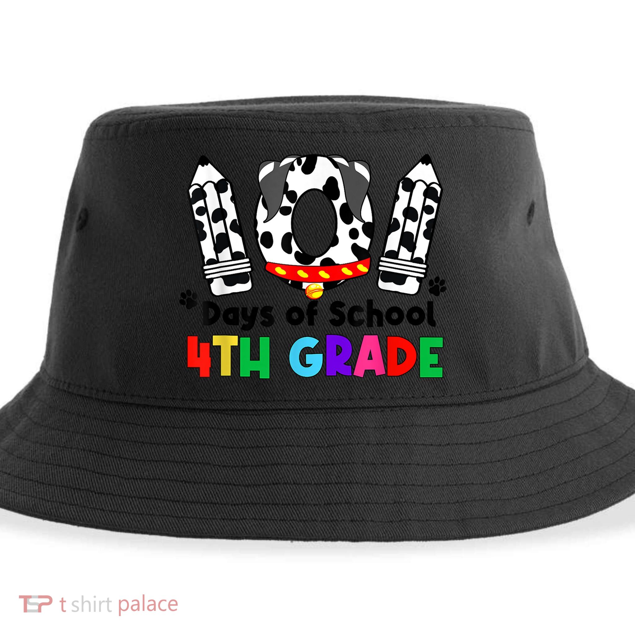 Happy 101 Days School Fourth Grade Dog 100 Days Smarter Sustainable Bucket Hat