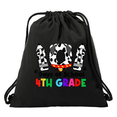 Happy 101 Days School Fourth Grade Dog 100 Days Smarter Drawstring Bag